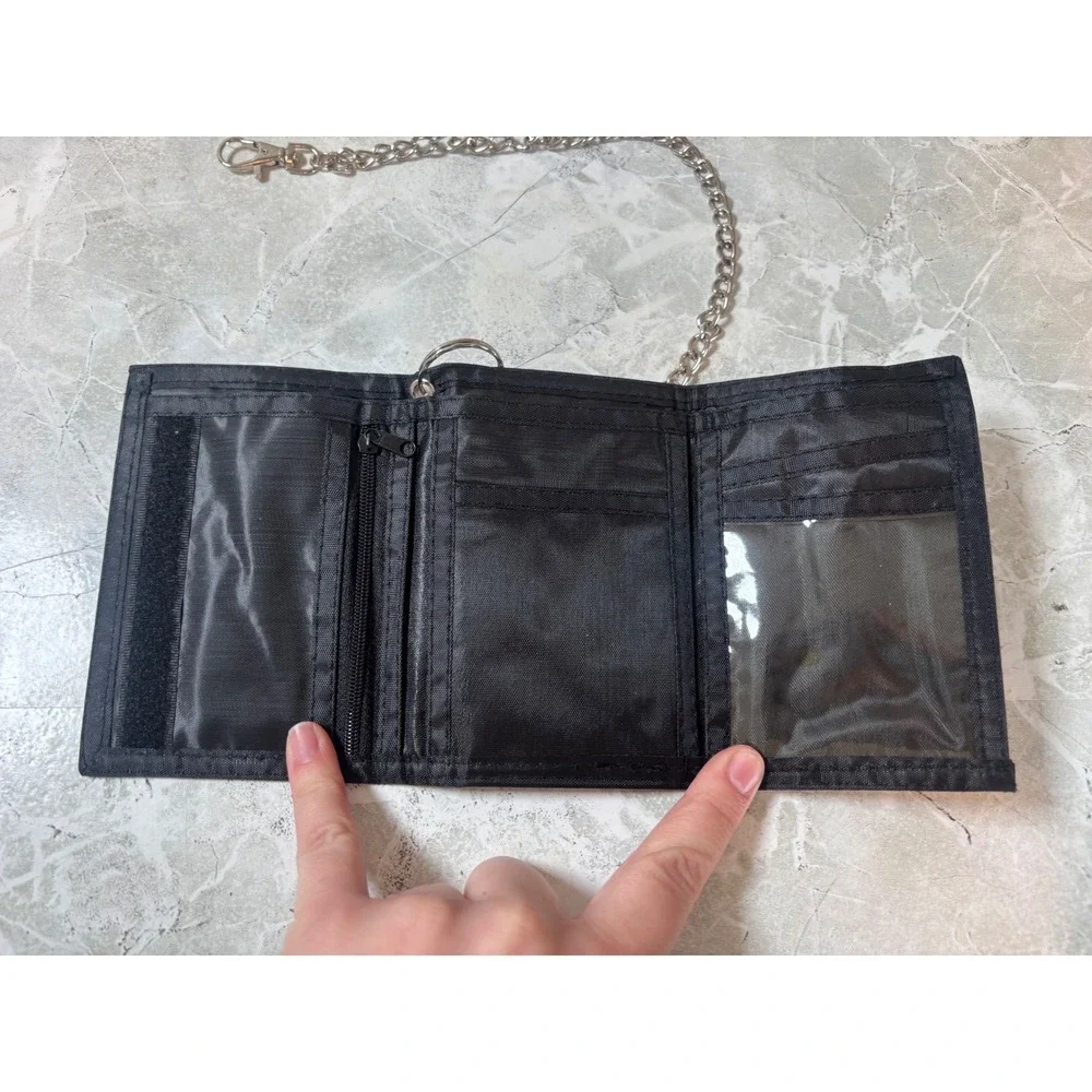 Ride It Like You Stole It Biker Wallet Black Nylon Trifold with‎ 15 Inch Chain